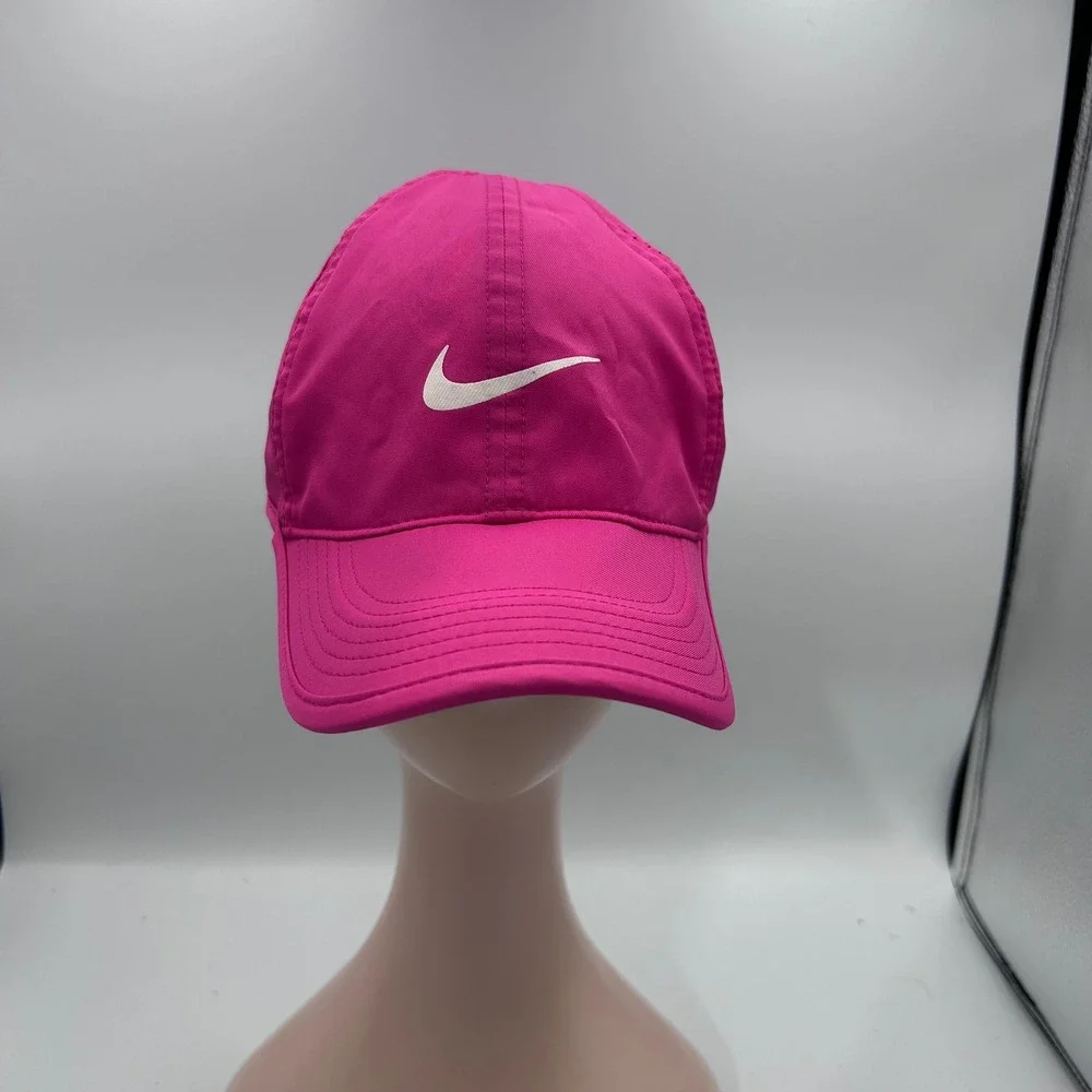 Nike Featherlight Dri-FIT Running Hat Pink Adjustable Tennis Cap Swoosh Logo